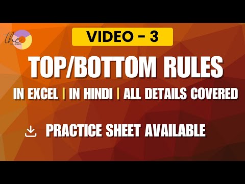 Top Bottom Rules in Excel in Hindi | Conditional Formatting Explained with Practice Sheet0️⃣3️⃣