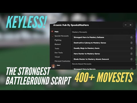 Roblox The Strongest Battleground Script | Arsenic Hub | Auto Block, 400+ Movesets, ETC..
