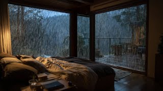 Heavy Rain on Window at Night 🌧️ Cozy Forest Cabin Bedroom Ambience for Deep Sleep, Insomnia & Study