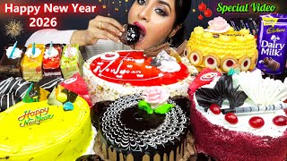 ASMR Eating Butterscotch,Chocolate,Choco Truffle,Red Velvet,Black Forest Cake ASMR Eating Mukbang