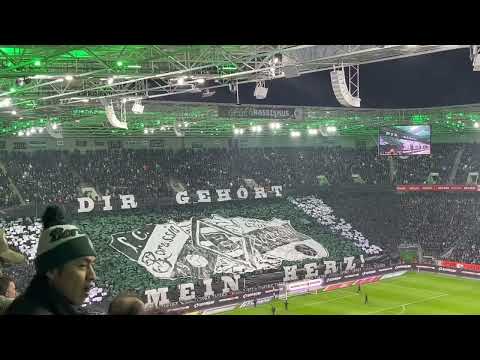 Borussia Mönchengladbach - VFB Stuttgart Gladbach Fans mit Choreo!
