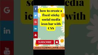 How to create a simple fixed sticky social media icon bar with CSS#css #sticky #socialmedia #shorts