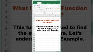 Day 54/100 | SUMSQ Function in Excel | Excel Function | #youtubeshorts #shorts #excelfunctions
