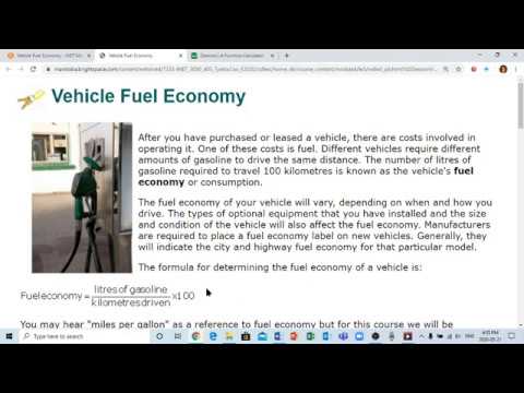 Vehicle Fuel Economy Ex1 M4 LE3 VF