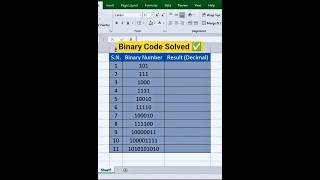 Binary To Decimal conversion in excel | #tipsandtricks #excelformula