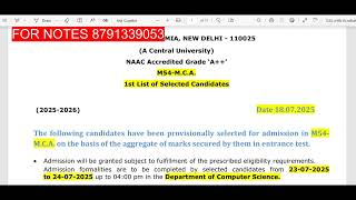 List 1 JMI MCA cut off 2025 I Jamia MCA cut off 2025 I MCA