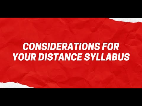 Considerations for your Distance Syllabus