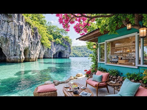 🌿Dreamy Beach Café Morning | Smooth Morning Jazz Music & Ocean Ambience for Relaxation & Study