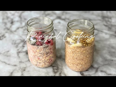 2 Simple Overnight Oats Breakfast Ideas | Plant Based, Healthy & Delicious | Silent Vlog