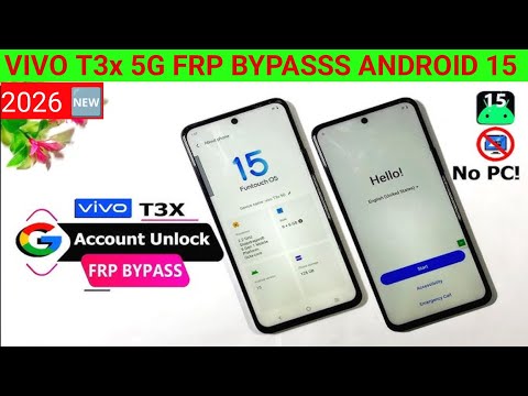 Vivo t3x frp bypass Android 15. Latest security 2026. Google Account Bypass without computer 