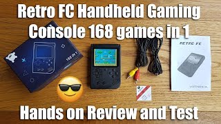 Retro FC Handheld Gaming Console 168 games in 1 Hands on Review and Test