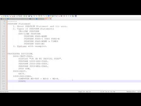 COBOL Tutorial Part  12 PERFORM Statements and its types
