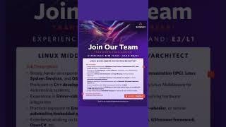 Join Our Team, Sasken is hiring a Linux Middleware Developer/Architect (Band E3/L1)