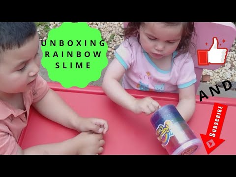 Unboxing and playing rainbow slime