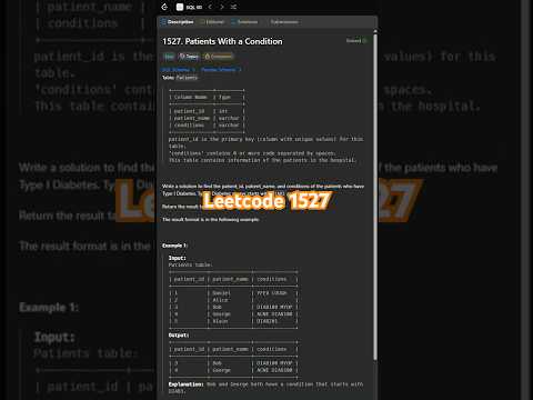 Leetcode 1527 in 40 Seconds | SQL 50 Challenge #sql #leetcodesql #learnsql #sql50 #sqlinterview