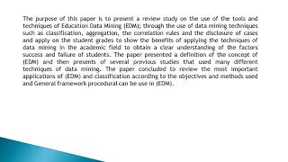 A Review of Educational Data Mining Tools & Techniques IJETL  3, 1 ,17 23