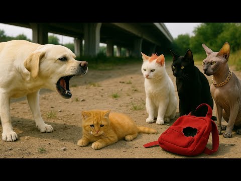 Kind-hearted Stray Dog ​​protects Kitten from big Cat Bullies at School | Touching Story