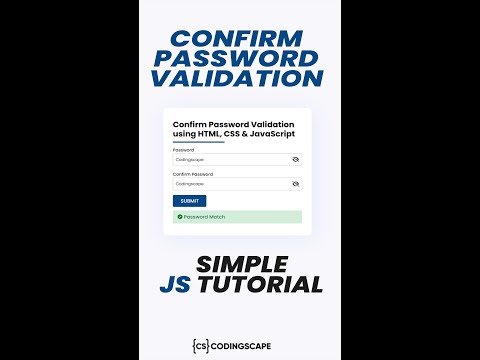 Password and Confirm Password Validation using JavaScript | Codingscape #shorts