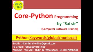 Python Keywords || Python global Keyword || Python nonlocal Keyword || Python Functions || #24