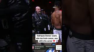 Despite battling brain cancer, Dumas’ coach Adam Hicks was still in his corner at #UFC314 🤝