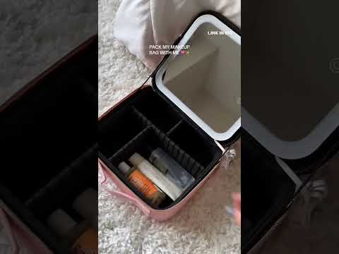 Makeup Bag with LED Mirror💕#makeup #makeupbag #cosmeticbag #cosmetics #ledmakeupmirror #makeuplover