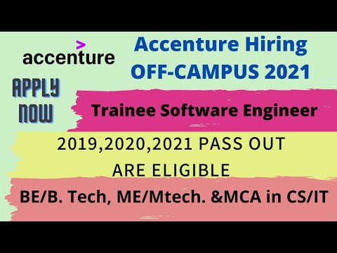 Accenture Mass Hiring | 2019, 2020, 2021 graduates | Any stream | Latest private job 2021