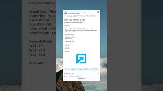 Hi-Tech Gears Ltd has fixed Record Date & Payment Date for Final Dividend for FY24. #StockMarket