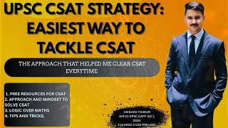 CSAT STRATEGY || EASIEST WAY TO TACKLE UPSC CSAT EXAM