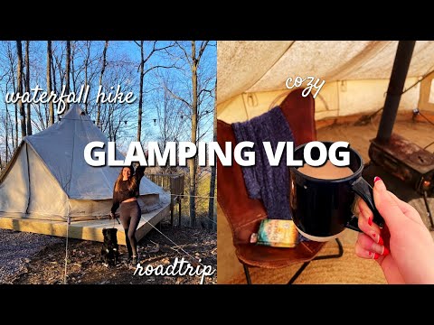 VLOG: Relaxing Glamping Weekend Road Trip | Waterfall Hike | Glamping in a Tent in Mountains Vlog