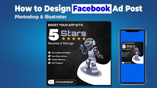 How to design a Facebook Ad Post in Illustrator and Photoshop | Social Media Graphics Design