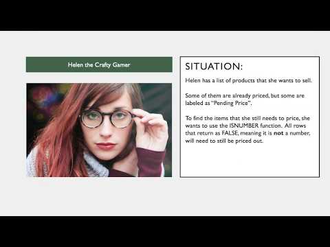 Learn to Use the ISNUMBER Function with Helen the Crafty Gamer