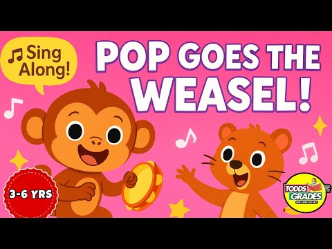 Pop Goes The Weasel | Fun Monkey and Weasel Nursery Rhyme for Kids | Sing Along & Learn Rhymes