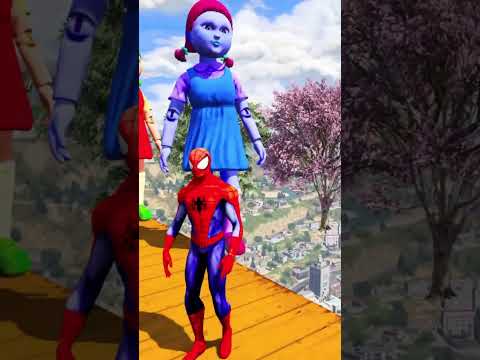 GTA V Spider-Man & Color Minions Epic Ragdoll Physics Funny and Fails #shorts​ #gtav