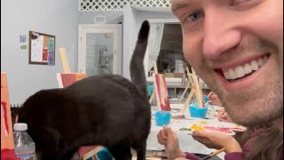 Wine and paint night with cats