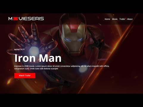 Complete Movie Landing Page Website Design | Html &  CSS | Iron man movie page | web design page