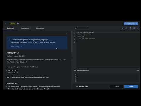 Codechef Starters 191 Add to get GCD