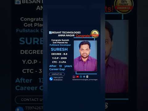 🔥Suresh 13 #year #careerbreak to #softwaredeveloper 🥳#Congrats #shorts #besanttechnologiesannangar🚀