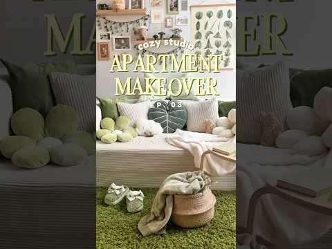 cozy living room makeover 🍀🌱 #studioapartment #pinterestaesthetic #homedecor