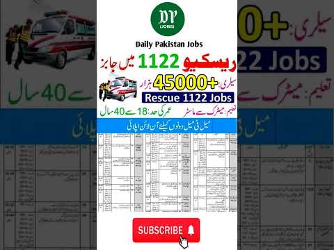 Rescue 1122 Jobs 2025 | Salary 45000+ | Govt Jobs in Pakistan | Daily Pakistan Jobs