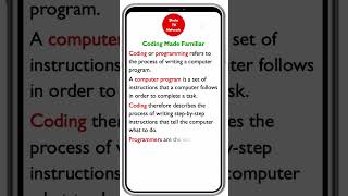 Coding Made Familiar #1:  What is coding? #shorts #coding #youcancode
