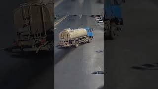 Rider Runs Red Light, Tanker Truck Flips😬