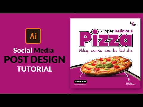 Food Social Media Post Design | Pizza | Adobe Illustrator Tutorial 🍁