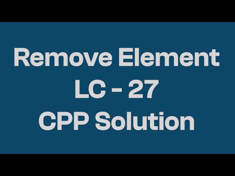 27. Remove Element CPP Leetcode