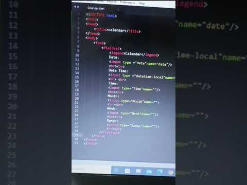 HTML calendar code #shorts #short #song #share #status #subscribe #coding#shots  #education #html