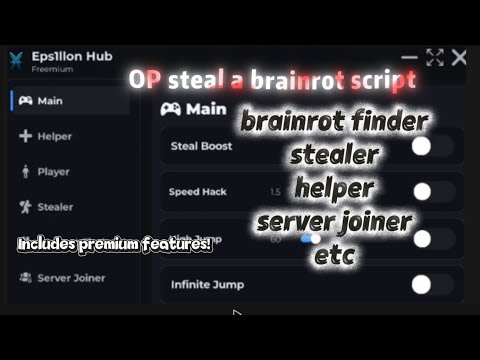 OP STEAL A BRAINROT SCRIPT|| Eps1llon Hub🔥|| stealer, helper, brainrot finder, server finder,||✅