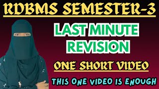 RDBMS ONE-SHOT Video | Degree 3rd semester RDBMS Last minute revision 2025 | Relational DBMS