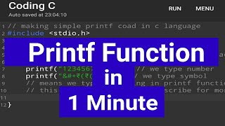 Printf Function in 1 Minute || Printf Function In C Programming || Printf Function