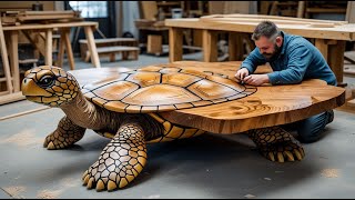 Insanely Creative DIY Coffee Table with Lifelike Turtle Design – You Can't Take Your Eyes Off It!