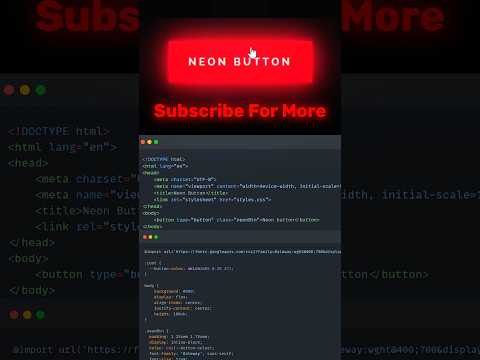 Neon Button | HTML & CSS | CSS Advanced #css3 #css #cssbasics #cssanimations #coding #new #ytshorts