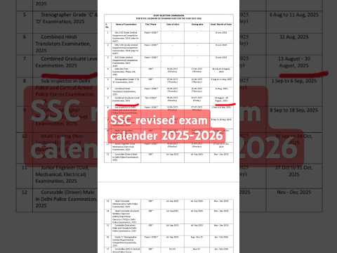 #ssc revised exam calendar 2025-2026🔥#ssccgl #sscchsl #viralshort #shorts